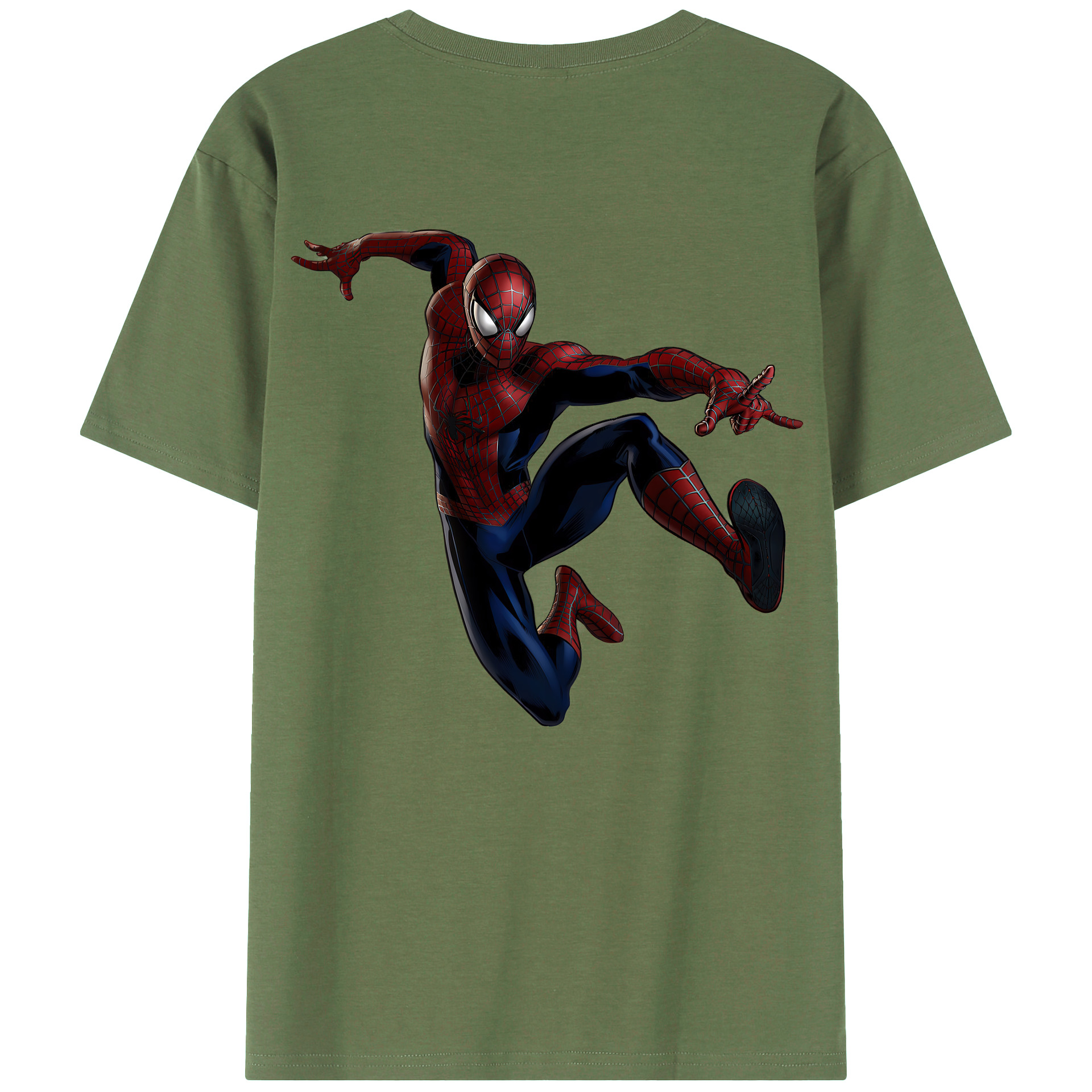 （画像用） Spider Man スパイダーマン 綿100％ メンズ半袖Tシャツ（バックプリント） 通気性